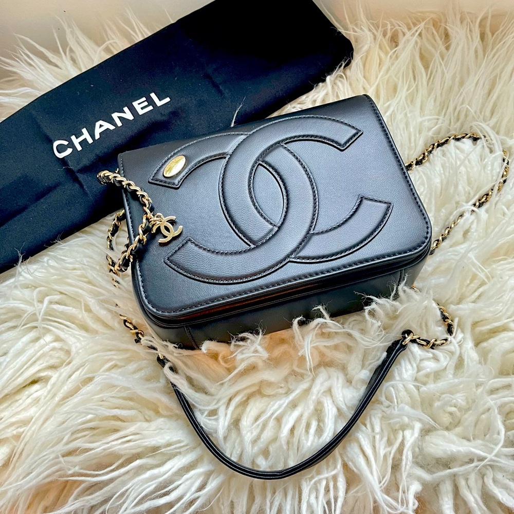 AUTH CHANEL 19K CC Mania Small Flap Bag BLACK/GOLD Full Set RECEIPT